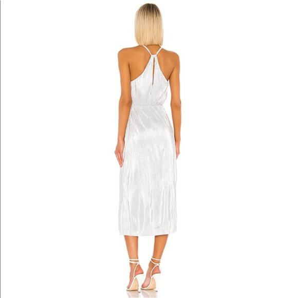 House of Harlow 1960 Farrah Silver Metallic Midi Dress Size XS EUC - Picture 4 of 14